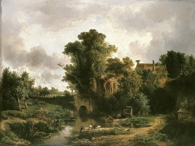 1811-Johannes Warnardus Bilders - Scena boschiva con mulino ad acqua in rovina